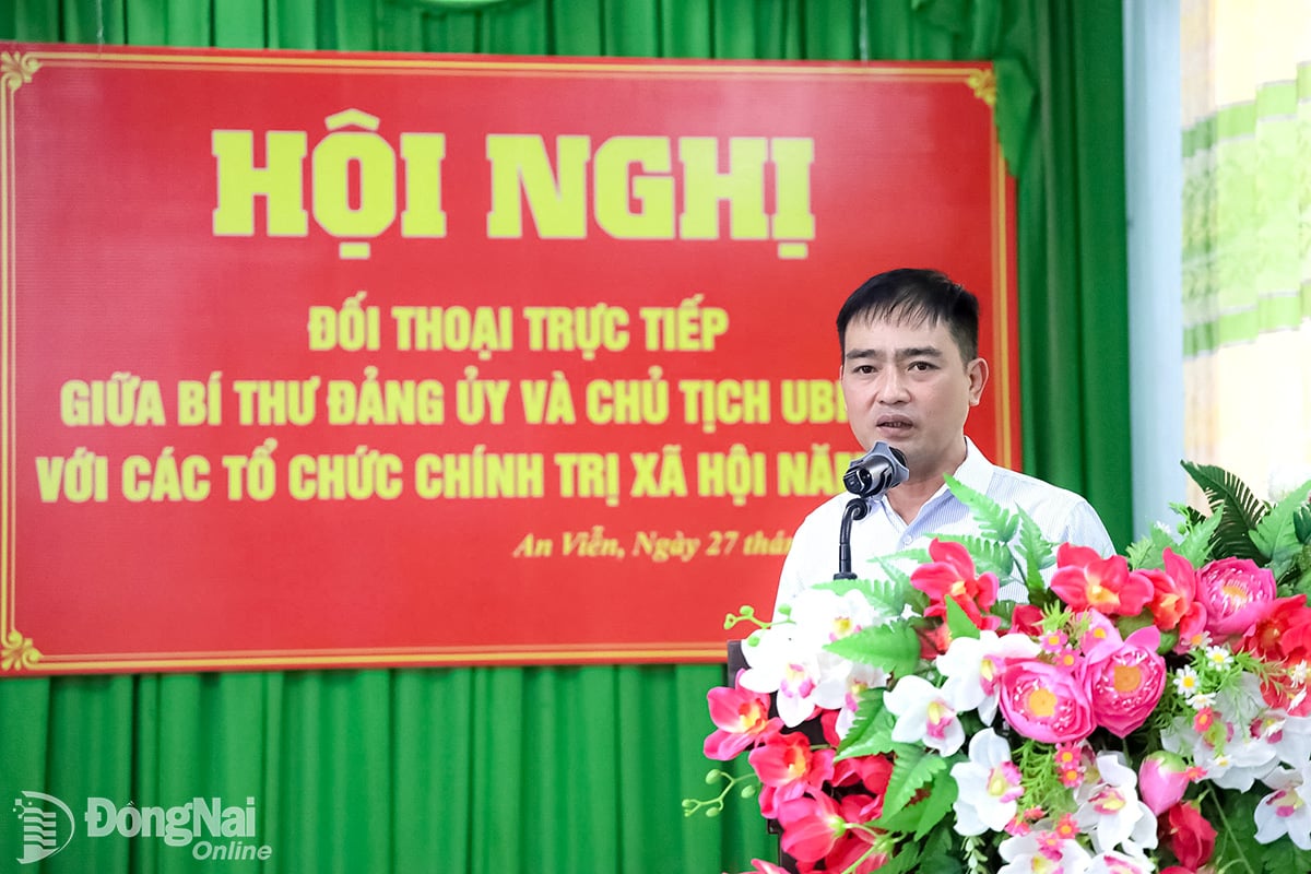 Leiders van de An Vien-commune wisselden van gedachten tijdens de dialoog. Foto: Thu Bon