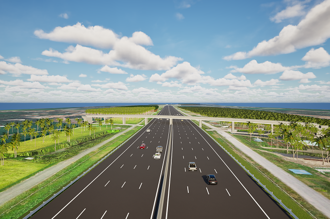 Άποψη του τμήματος της οδού ταχείας κυκλοφορίας Ho Chi Minh - Trung Luong μετά την ολοκλήρωση της επέκτασης.
