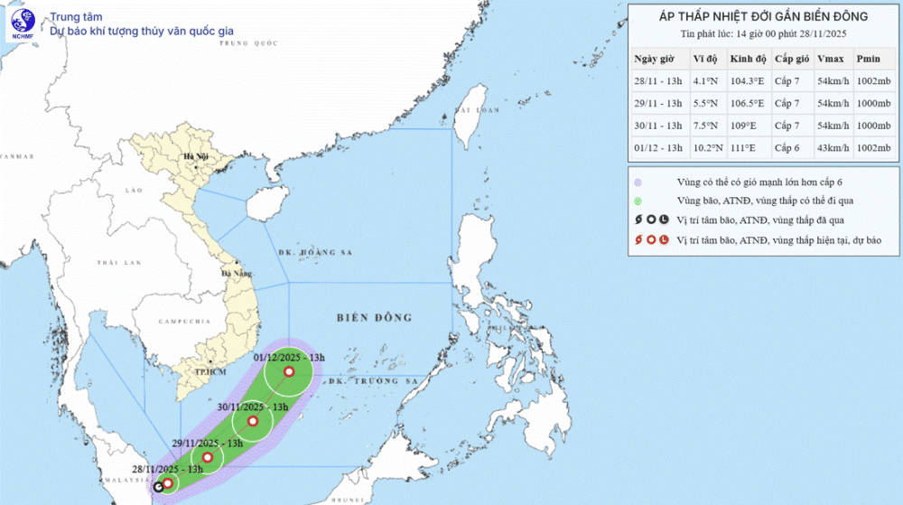 Lekukan tropika baharu semakin kuat ke arah selatan Laut Timur