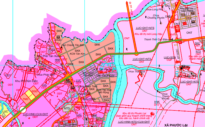 Diagrama de planificación de la carretera provincial 827E (Carretera Nacional 50B) a través de la comuna de Can Giuoc en el mapa de planificación del uso del suelo.