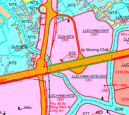 Diagrama de planificación de la carretera de circunvalación 4 de la ciudad de Ho Chi Minh a través de la comuna de Can Giuoc en el mapa de planificación.