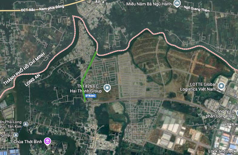 Mapa de ruta que cruza la carretera provincial 826C en imagen satelital.