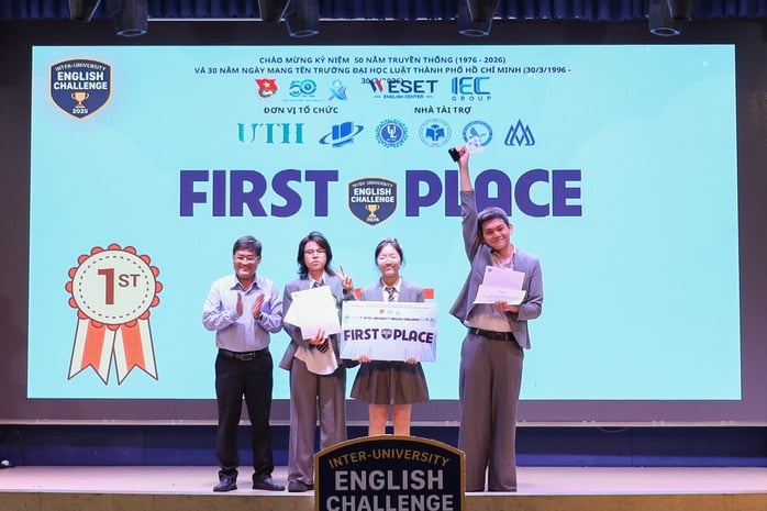 Sinh viên Trường ĐH Luật TP CM đoạt giải nhất cuộc thi  tranh biện bằng tiếng Anh - Ảnh 2.