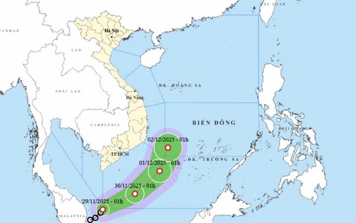 Prevê-se que, nas próximas 24 horas, a depressão tropical entre no Mar do Leste. (Fonte: NCHMF)