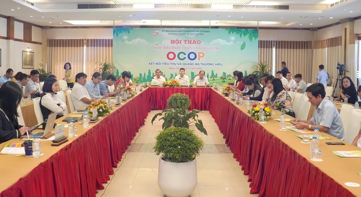 Hội thảo nằm trong chuỗi sự kiện quảng bá và kết nối giao thương sản phẩm OCOP lần thứ I năm 2025 với chủ đề 'OCOP TP.HCM - Hội nhập và phát triển'. Ảnh: Lê Bình.