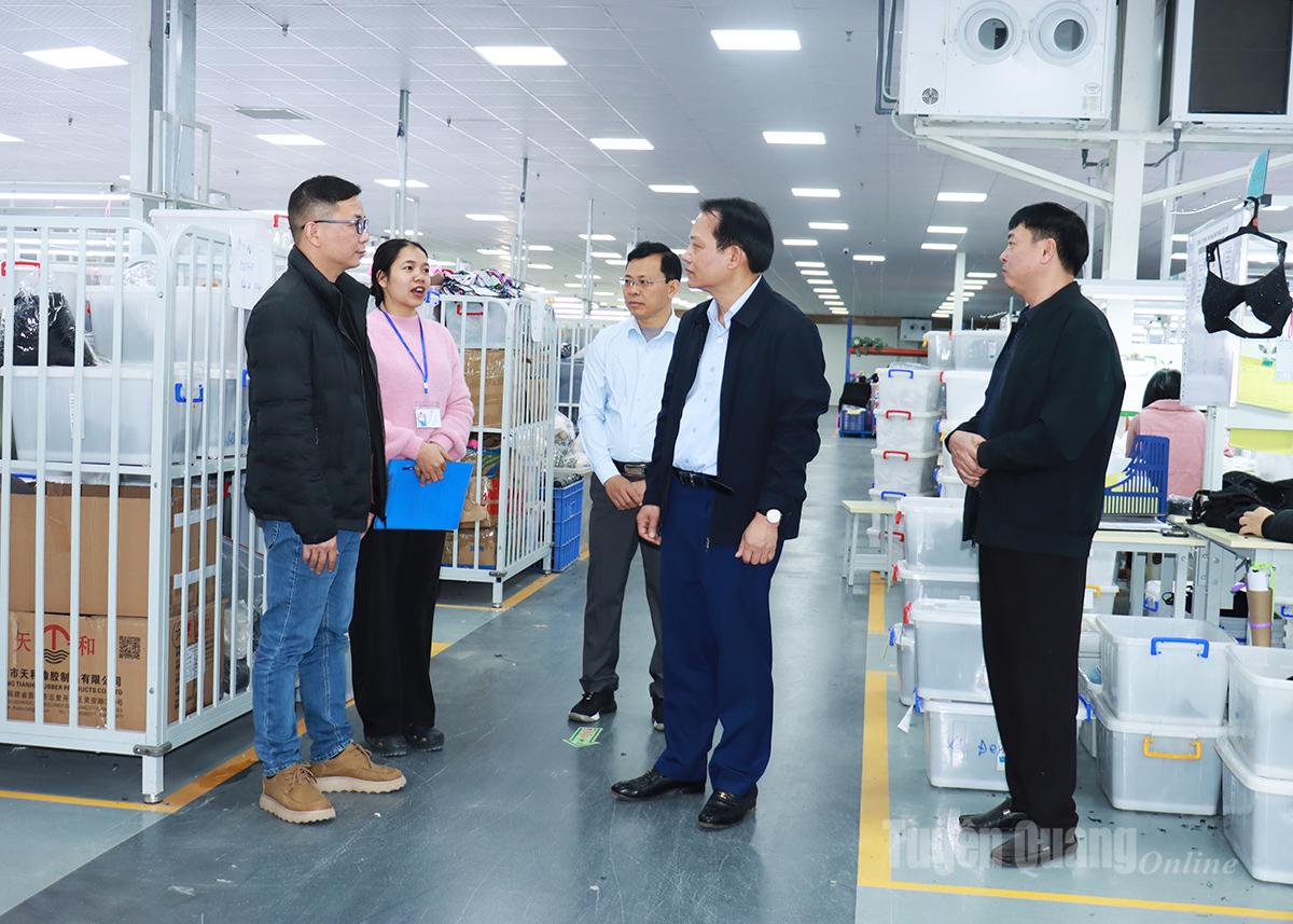 Van Dinh Thao ili Sanayi Parkları ve Ekonomik Bölgeler Yönetim Kurulu Başkanı, Doc My Konfeksiyon Fabrikası'ndaki üretim durumunu inceledi.