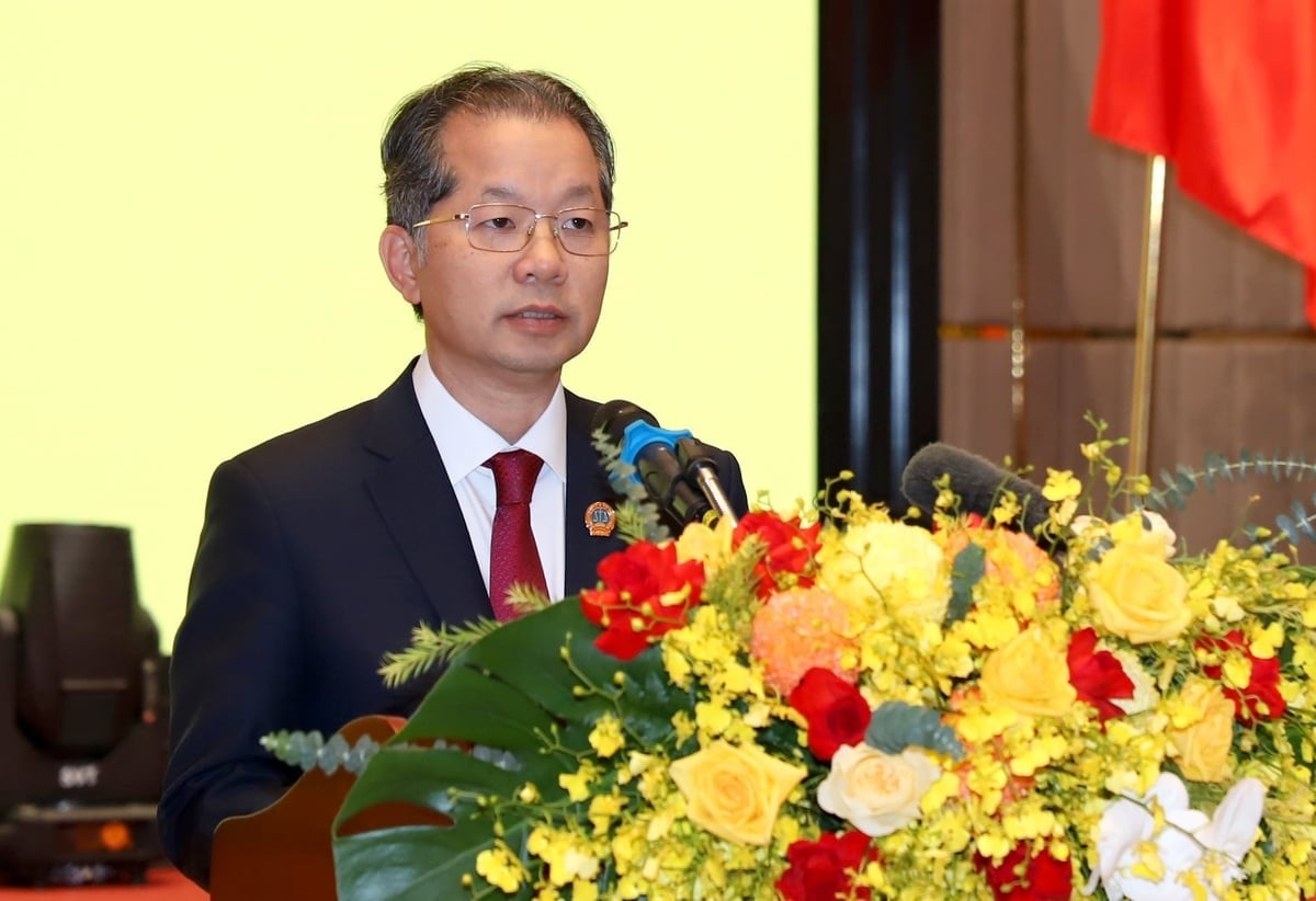 Chánh án Tòa án nhân dân tối cao Việt Nam Nguyễn Văn Quảng phát biểu khai mạc Hội nghị.