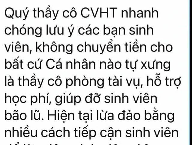Trường ĐH phát cảnh báo khẩn cấp về chiêu lừa đảo giảm học phí do bão lũ - Ảnh 1.