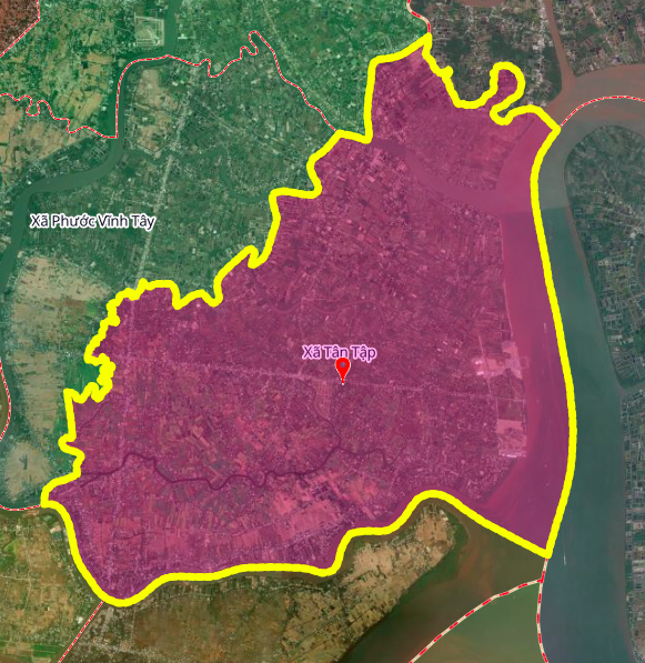 Geografická mapa obce Tan Tap, okres Can Giuoc, provincie Long An.