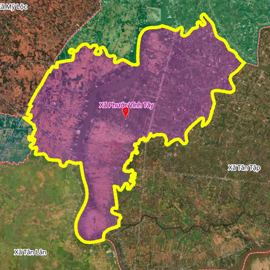 Mapa umístění obce Phuoc Vinh Tay, okres Can Giuoc, provincie Long An.
