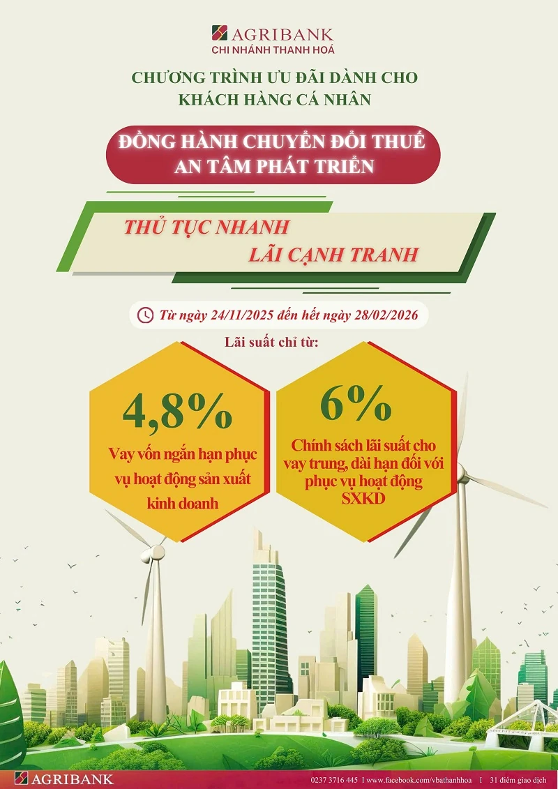 Agribank Thanh Hoa följer med skattekonvertering – trygghet för utveckling