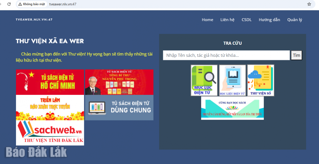 Antara muka elektronik perpustakaan komune Ea Wer.