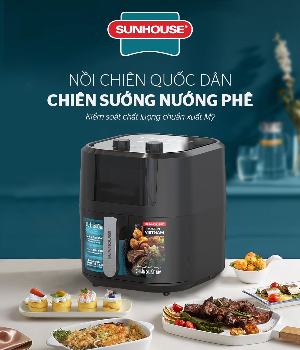 Nồi chiên không dầu SUNHOUSE - Sản phẩm Nồi chiên không dầu tiên phong nghiên cứu và phát triển tại Việt Nam. Ảnh: SUNHOUSE.