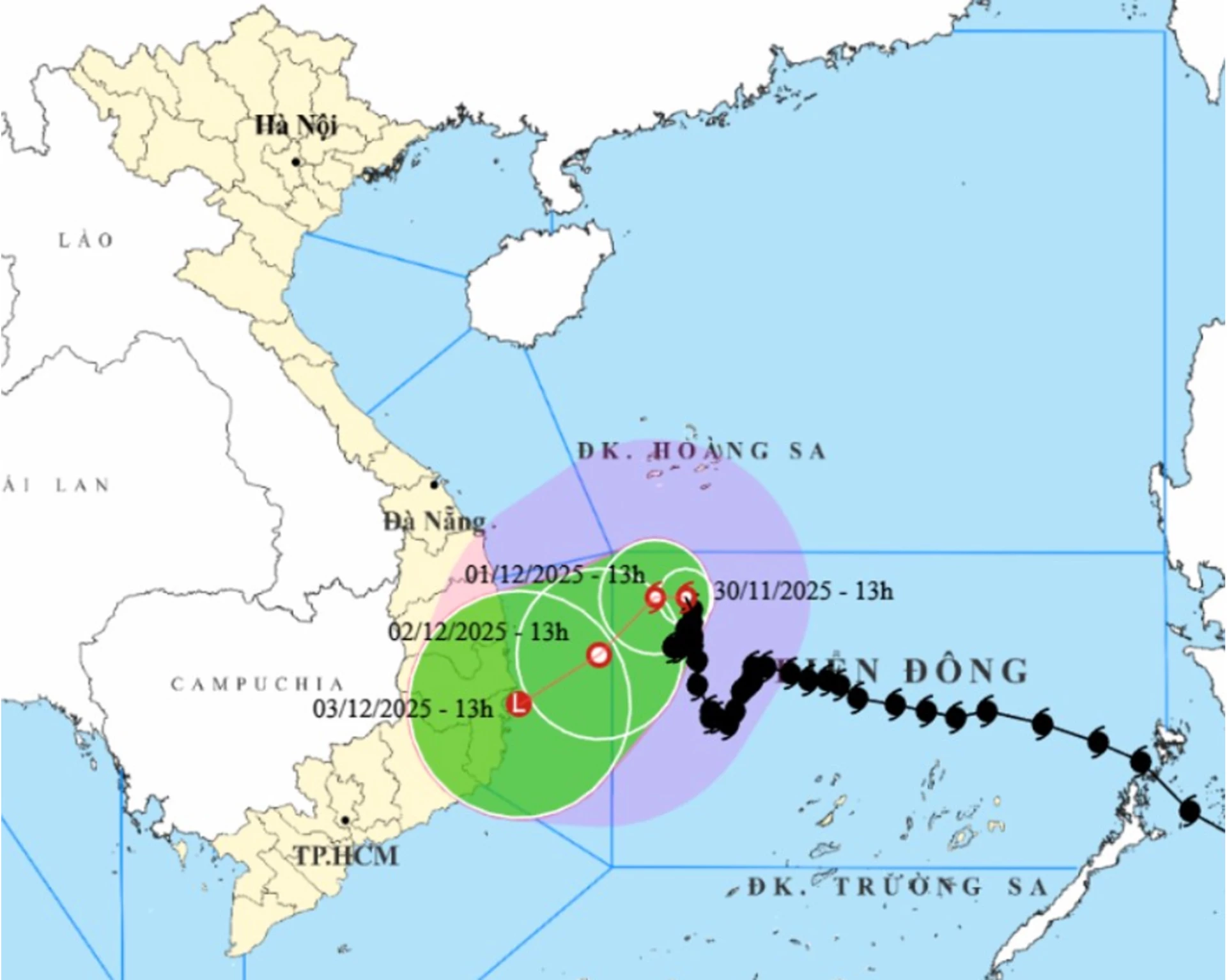 Fırtınanın yeri ve tahmini yönü.