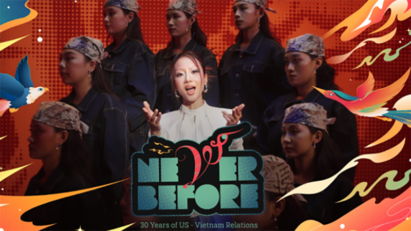 ມິວສິກວິດີໂອເພງ “ບໍ່ເຄີຍມີມາກ່ອນ” ສະເໜີໃຫ້ເບິ່ງສົດຊື່ນ, ມຸ່ງໄປເຖິງໄວໜຸ່ມ, ມຸ່ງໄປເຖິງຈຸດໝາຍສຳຄັນທາງການທູດ ທີ່ໄດ້ຫັນປ່ຽນເສັ້ນທາງການພົວພັນ ຫວຽດນາມ - ອາເມລິກາ. (ພາບ: Vero)