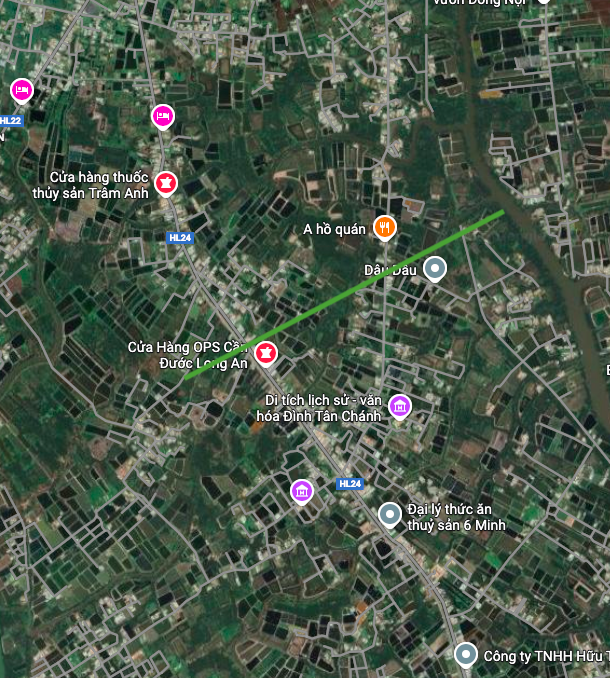 Sơ đồ chi tiết hướng tuyến Đường tỉnh 826B tại xã Cần Đước.