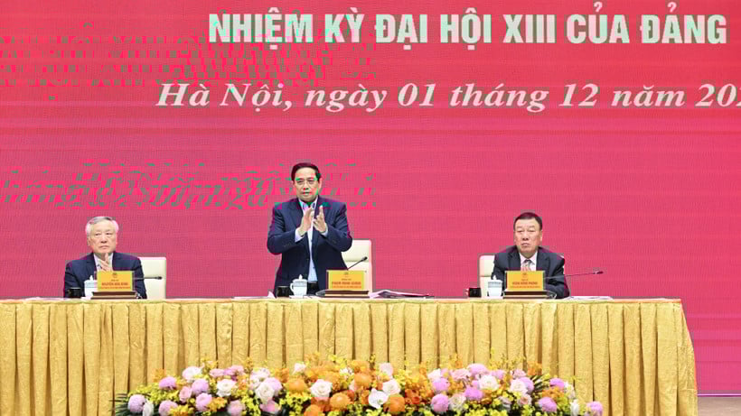 Secretarul Comitetului Partidului Guvernamental, prim-ministrul Pham Minh Chinh, a prezidat conferința. (Foto: TRAN HAI)