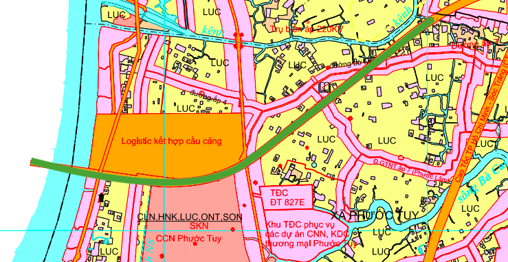 Planningskaart van provinciale weg 827E in de gemeente Can Duoc, district Can Duoc, provincie Long An.