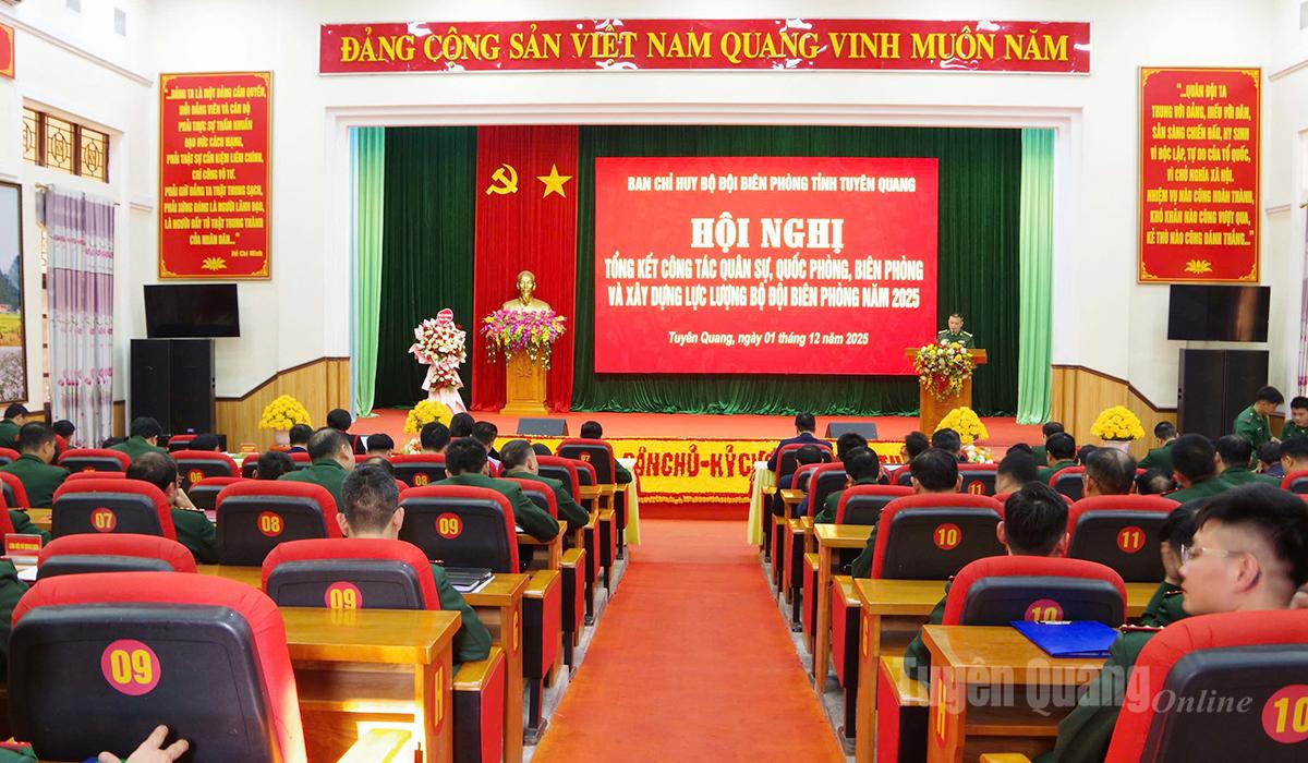 ទិដ្ឋភាពទូទៅនៃសន្និបាតបូកសរុបការងារយោធា ការពារជាតិ ការងារព្រំដែន និងកសាងកងកម្លាំងការពារព្រំដែនឆ្នាំ២០២៥។