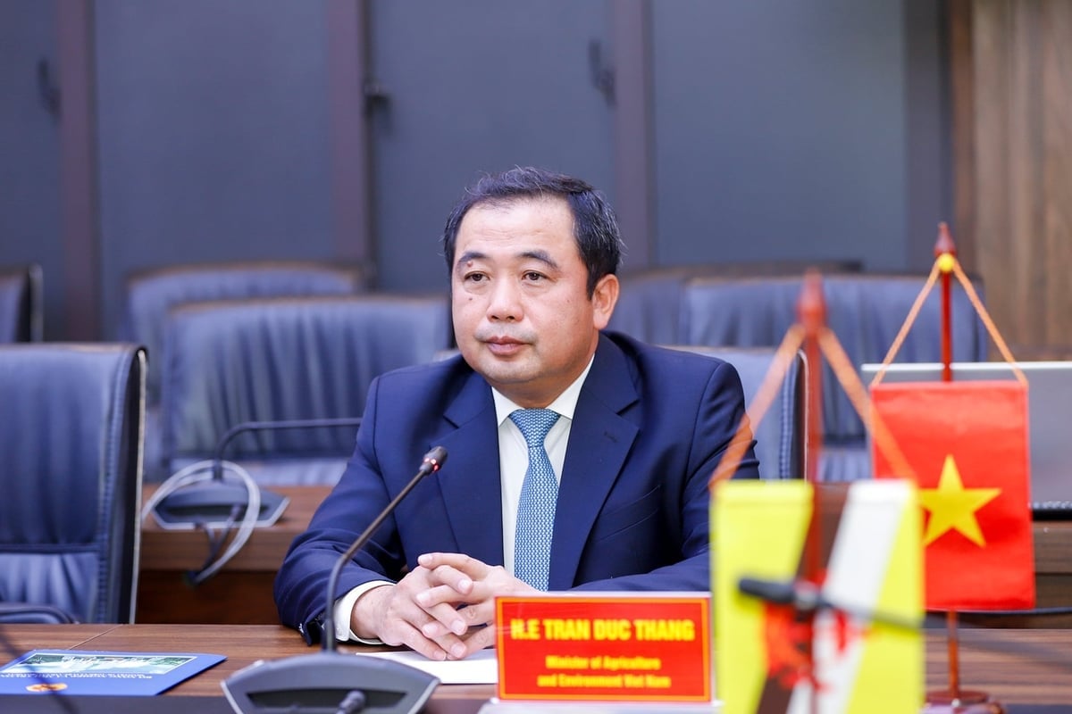 Bộ trưởng Trần Đức Thắng đánh giá cao vai trò của phía Brunei trong thúc đẩy hợp tác nông nghiệp, thủy sản thời gian qua. Ông nhấn mạnh mối quan hệ hữu nghị và sự tin cậy giữa hai nước, đặc biệt trong khuôn khổ ASEAN, là nền tảng để mở rộng hợp tác. Ảnh: Khương Trung.