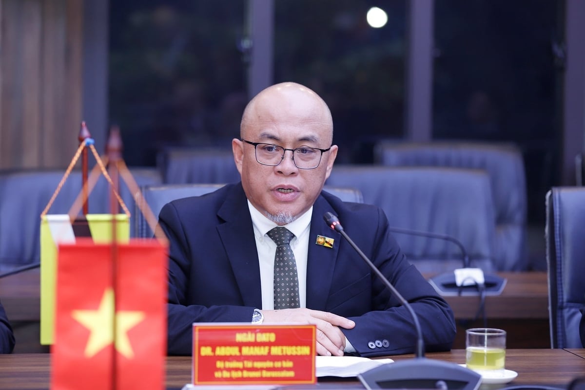 Bộ trưởng Dato DR. Abdul Manaf Metussin bày tỏ cảm ơn sự đón tiếp của Bộ trưởng Trần Đức Thắng và Bộ Nông nghiệp và Môi trường và mong muốn mở rộng đầu tư cùng Việt Nam trong thời gian tới. Ảnh: Khương Trung.