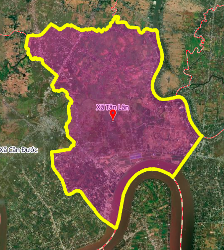 Carte de situation géographique de la commune de Tan Lan, district de Can Duoc, province de Long An.