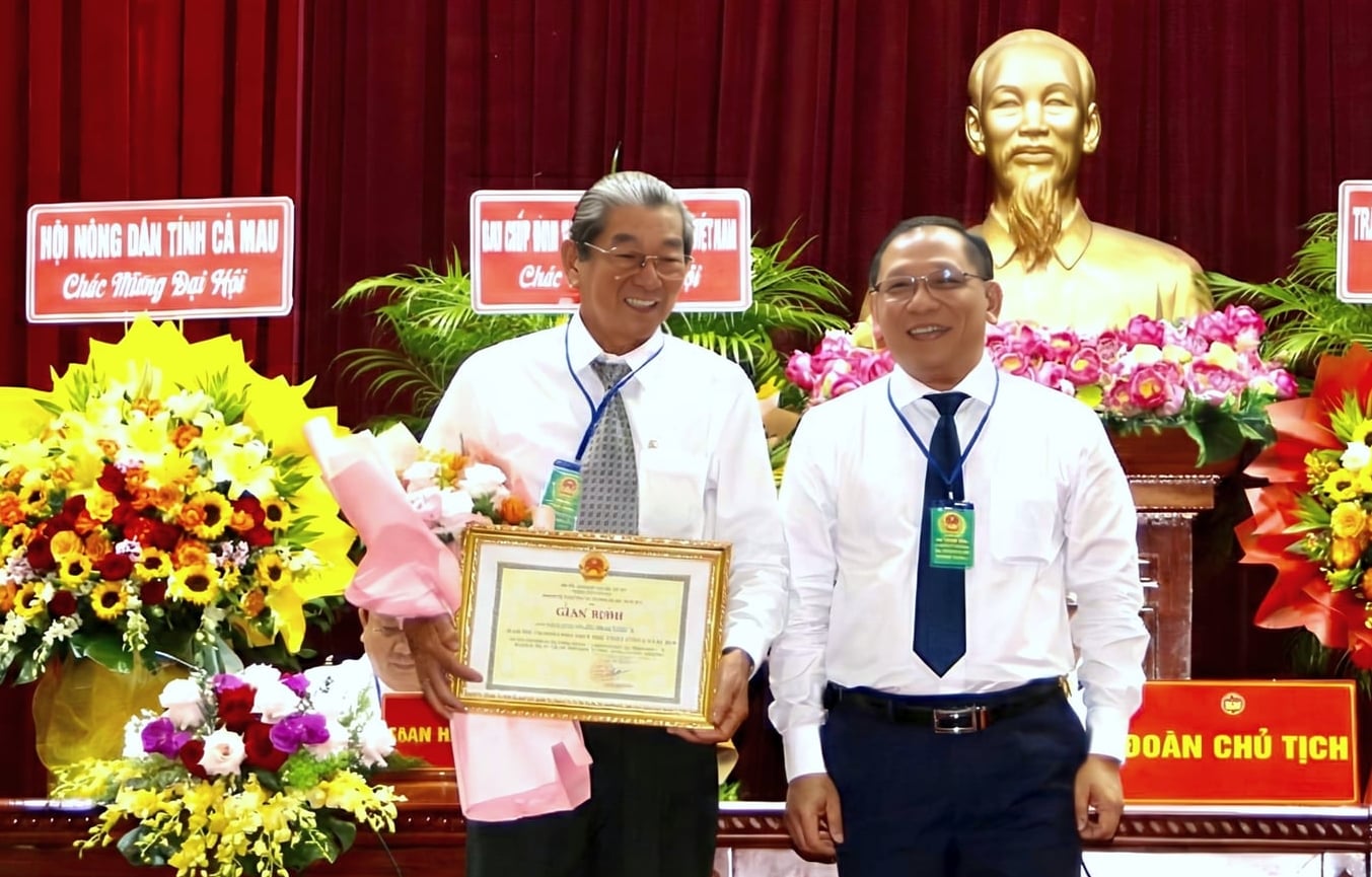 Lãnh đạo UBND TP Cần Thơ trao bằng khen cho kỹ sư Hồ Quang Cua. Ảnh: Kim Anh.