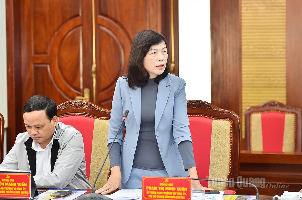 Na konferencji przemawiała wiceprzewodnicząca Rady Ludowej prowincji Pham Thi Minh Xuan.