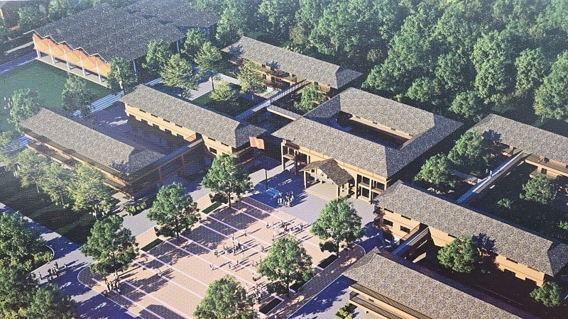 ទស្សនវិស័យនៃការរចនាសាលារៀនអន្តរកម្រិត Si Pa Phin ដែលបច្ចុប្បន្នកំពុងសាងសង់នៅក្នុងឃុំព្រំដែន Si Pa Phin ខេត្ត Dien Bien។