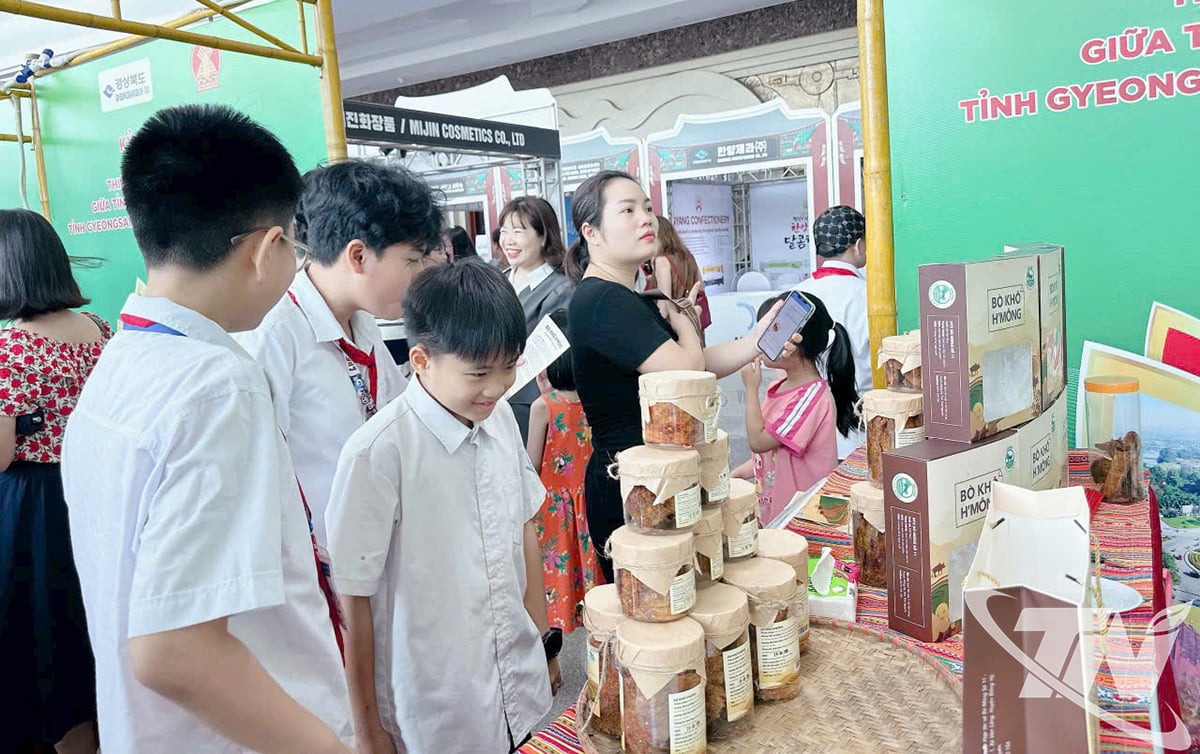 モン族の牛飼育モデルの製品は、フェアの学生や来場者の注目を集めました。