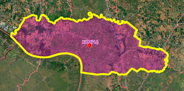 Geografisk karta över kommunen My Le, distriktet Can Duoc, provinsen Long An.