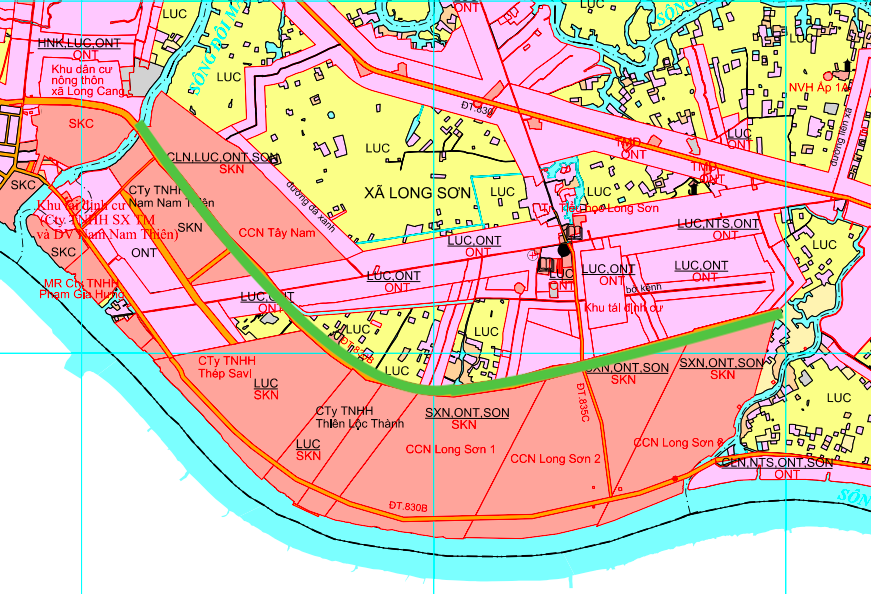 Planeringskarta över parallell sträckning av provinsväg 830B i kommunen My Le.