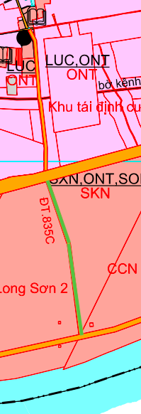 Planeringskarta över sträckan av provinsväg 835C genom kommunen My Le.