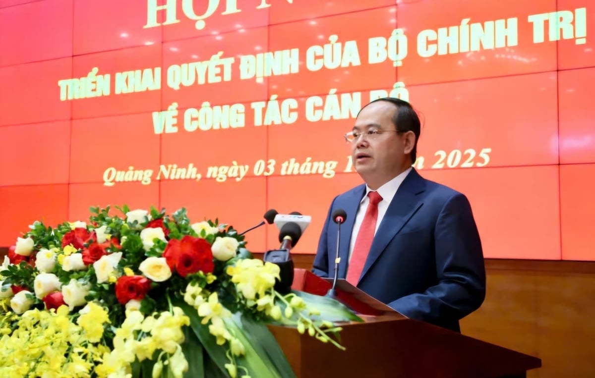 Ông Quản Minh Cường, Bí thư Tỉnh ủy Quảng Ninh phát biểu. Ảnh: Cường Vũ. 