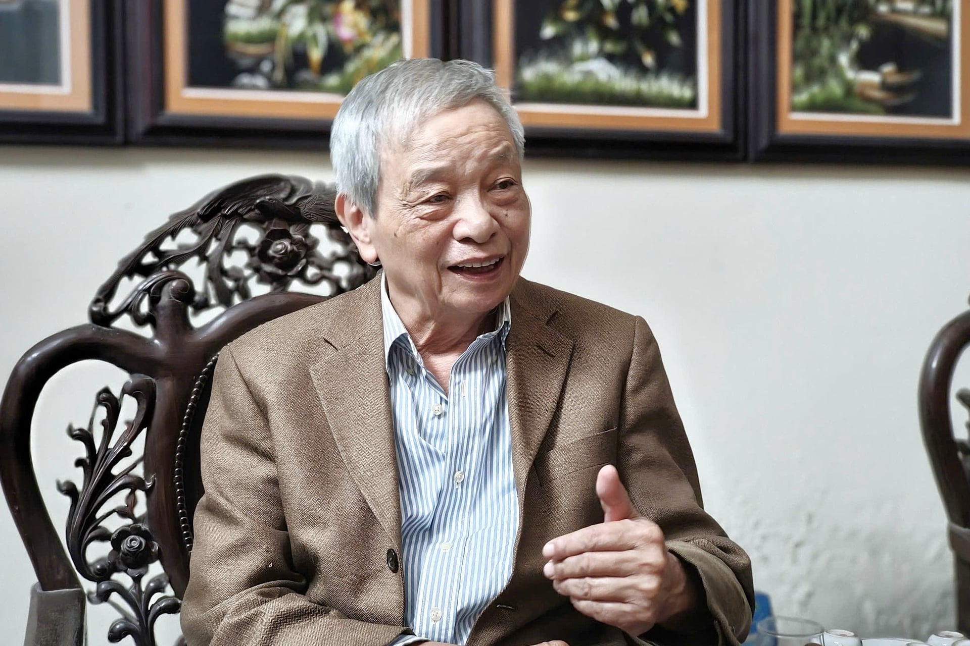 Nguyên Bộ trưởng Bộ Thủy sản Tạ Quang Ngọc bày tỏ tình cảm đặc biệt với Báo Nông nghiệp và Môi trường: 'Tôi xem tờ báo là một người bạn tri kỷ'. Ảnh: Phạm Hiếu. 