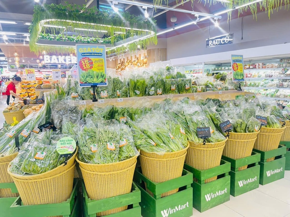 Các loại cải xanh, rau muống… đồng giá từ 15.900 đồng/gói 300gr; các loại cải chíp, cải ngọt, cải ngồng… đồng giá 18.000 đồng/gói 500gr. Ảnh: Masan.