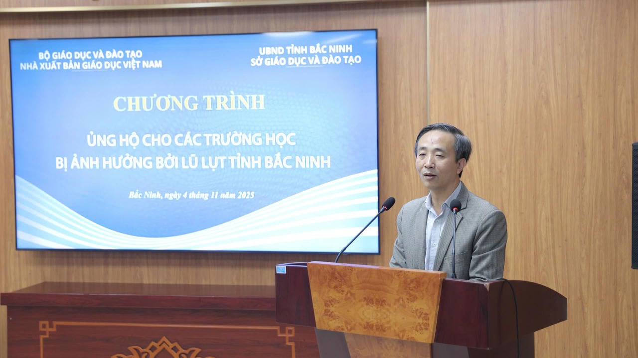 Ông Nguyễn Chí Bính - Phó Tổng Giám đốc NXBGDVN phát biểu tại Chương trình