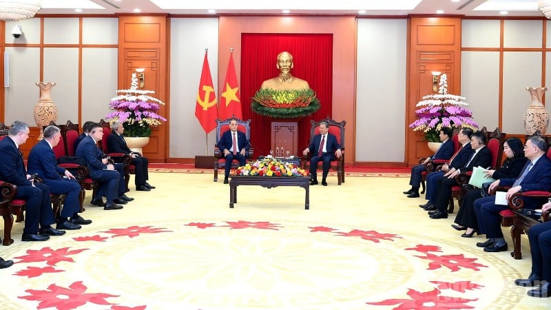 Suasana resepsi di markas besar Komite Sentral Partai. (Foto: DANG KHOA)