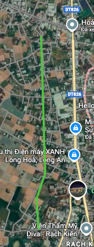 ផែនទីនៃផ្លូវស្របគ្នានៃផ្លូវខេត្ត 826 នៅលើផ្ទៃខាងក្រោយរូបភាពផ្កាយរណប។