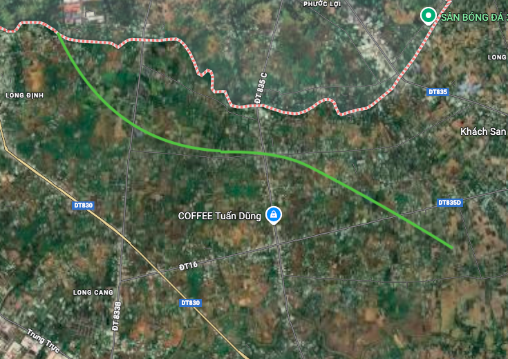 Mapa da rota da Rodovia Provincial 830E, com previsão de inauguração na comuna de Long Cang.