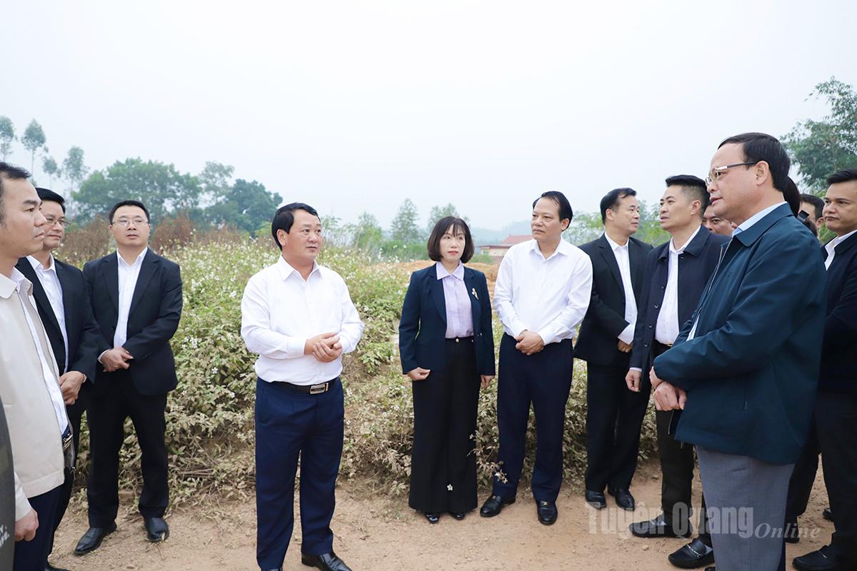 Echipa de topografie la punctul final al traseului planificat, adiacent provinciei Phu Tho.