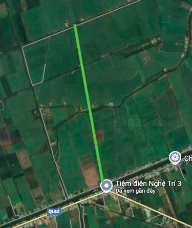 Фактическое местоположение перпендикулярного маршрута к каналу Дуонг Ван Дуонг на спутниковой карте.