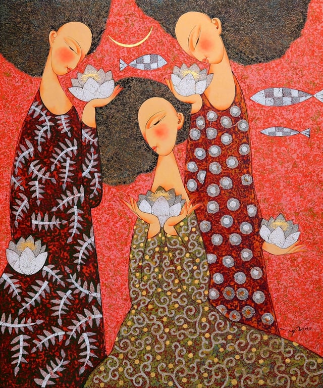 An & Huy: Dialog między olejem a lakierem, między kochankiem a światłem - Zdjęcie 2. An & Huy: Đối thoại giữa sơn dầu & sơn mài, giữa tình nhân & ánh sáng- Ảnh 2.