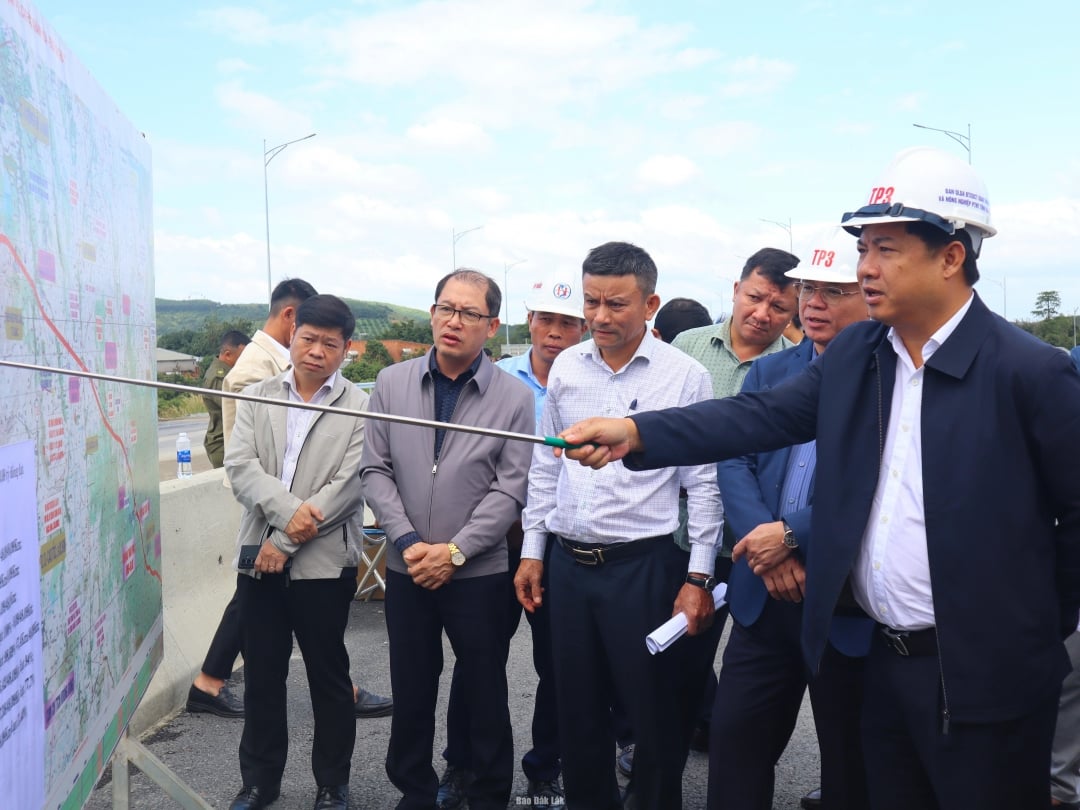 Provinspartisekretær Luong Nguyen Minh Triet og arbeidsdelegasjonen lyttet til en rapport om gjennomføringen av komponentprosjekt 3.