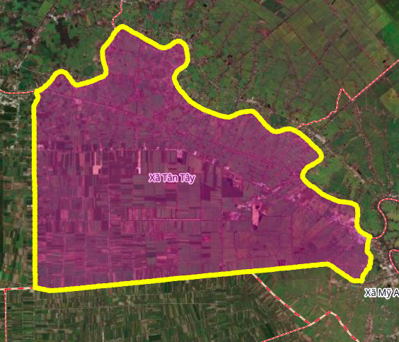 Geographical location map of Tan Tay commune, Thanh Hoa district, Long An province.