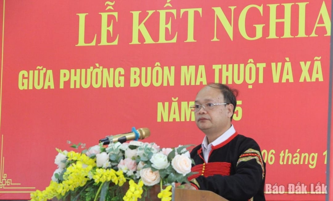 សមមិត្ត អ៊ី សាន អាយ៉ុន លេខាបក្ស ប្រធានក្រុមប្រឹក្សាប្រជាជនឃុំណាំកា ថ្លែងក្នុងពិធីនេះ។