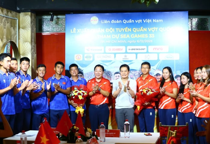 Tuyển quần vợt Việt Nam làm lễ xuất quân dự SEA Games 33 - Ảnh 1.