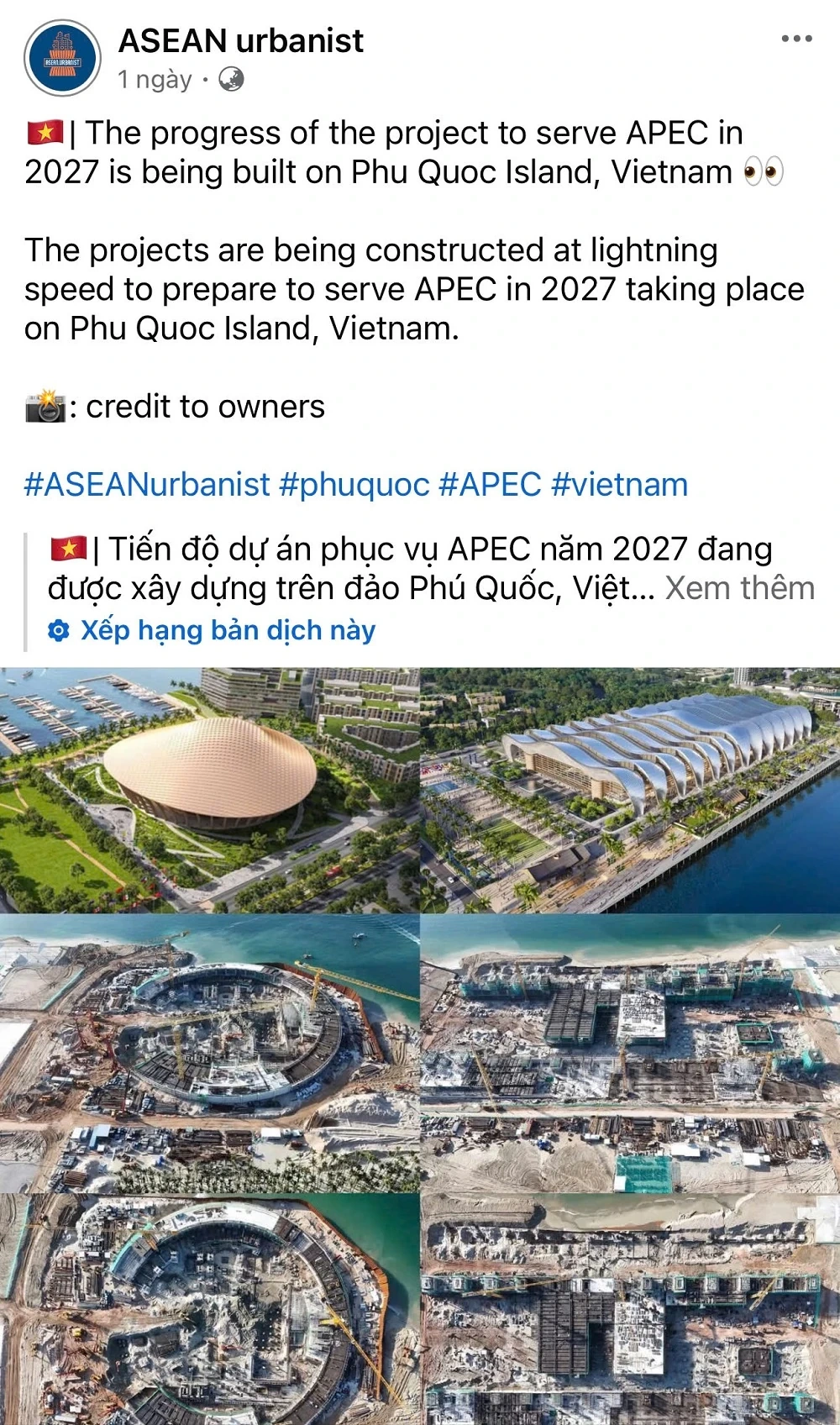 Byggnadsframstegen för APEC-projekt i Phu Quoc jämförs med... 