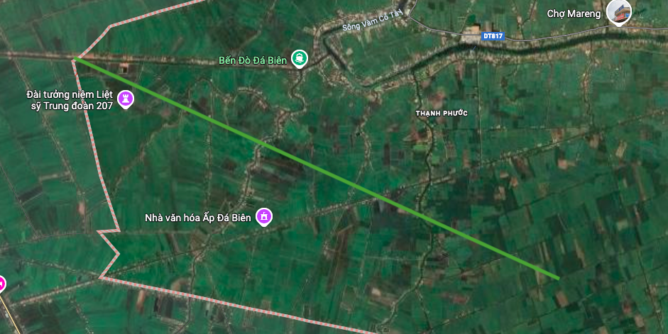 แผนที่เส้นทางโดยละเอียดใกล้สะพาน Lam Truong บนแผนที่ดาวเทียม