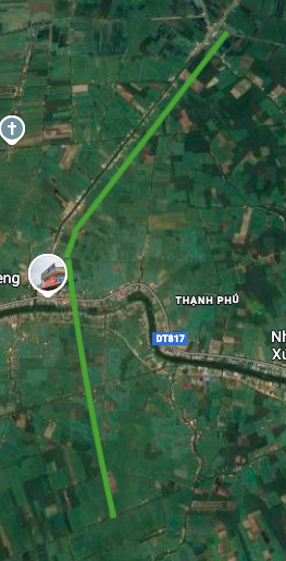 แผนที่รายละเอียดของเส้นทางข้ามแม่น้ำ Vam Co Tay บนแผนที่ดาวเทียม